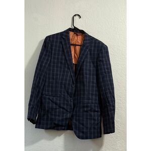 Baroni Prive Men’s Navy Nailhead Wool Stitch Lapel Blazer Sport Coat Sz 40 R